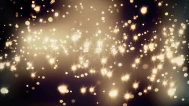 Siyah arka planda parlayan ışık lekelerinin Noel animasyonu. Noel, şenlik, kutlama ve gelenek konsepti dijital olarak oluşturuldu.