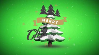 Noel ağacı üzerine yazılmış mutlu noel mesajlarının animasyonu. Noel, şenlik, kutlama ve gelenek konsepti dijital olarak oluşturuldu.