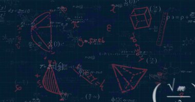 Image of mathematical data processing over dark background. Global science, connections, computing and data processing concept digitally generated image. clipart