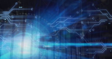 Diyagramlar üzerinden bağlantı ağının resmi. Küresel iş ve dijital arayüz kavramı dijital olarak oluşturulmuş görüntü.