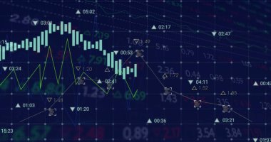 Karanlık arka planda finansal veri işleme resmi. Küresel finans, iş, bağlantılar, hesaplama ve veri işleme kavramı dijital olarak oluşturuldu.