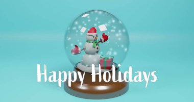 A festive snow globe features a cheerful snowman inside. It's a classic holiday decoration symbolizing winter cheer and the spirit of giving. clipart