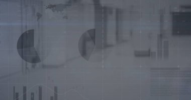 Ofis üzerinde finansal veri işleme resmi. Küresel finans, iş, bağlantılar, hesaplama ve veri işleme kavramı dijital olarak oluşturuldu.