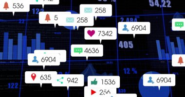 Siyah arkaplan üzerinde dijital veri işleme resmi. Dijital olarak oluşturulmuş küresel bağlantılar, hesaplama ve veri işleme kavramı.