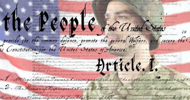 Birleşik Devletler Anayasası 'nda Amerikan bayrağı geçmişi olan askeri selamlamak. Ordu, vatanseverlik, saygı, onur, hizmet, ABD