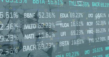 Şebeke üzerinde finansal veri işleme resmi. Küresel finans, iş, bağlantılar, hesaplama ve veri işleme kavramı dijital olarak oluşturuldu.