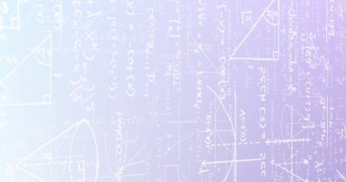 Matematiksel denklem katmanlarının eflatun arkaplan üzerindeki görüntüsü. Veri, matematik, eğitim, araştırma, bağlantı, işleme ve iletişim, dijital olarak oluşturulmuş görüntü.