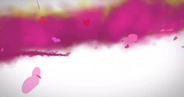 Beyaz arka planda renkli kalplerin ve pudranın Sevgililer Günü 'nde canlandırılması. Sevgililer Günü, gelenek ve kutlama konsepti dijital olarak oluşturulmuş video.