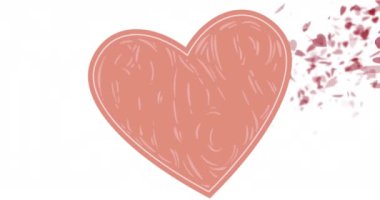 Beyaz arka planda yüzen kalp ve kırmızı kalplerin animasyonu. Aşk, romantizm, sevgililer günü, renk, şekil, ışık ve hareket konsepti dijital olarak oluşturulmuş video.