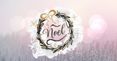 Arka planda noel mesajının resmi yeşil süslemeler. Noel, kış, gelenek ve kutlama konsepti dijital olarak oluşturulmuş imaj.