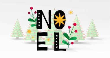 Yılbaşı tebriklerinin resmi Noel ağaçlarından geliyor. Noel, şenlik, kutlama ve gelenek konsepti dijital olarak oluşturuldu.