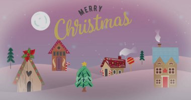 Noel tebrikleri, kış manzarası boyunca mesajlaşır. Noel, şenlik, gelenek ve dijital olarak üretilen görüntü konsepti.