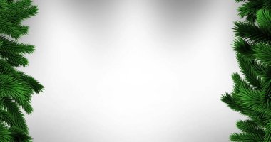 Yeşil noel ağacı dalları ve gri arka planda kopyalama alanı. Noel şenliği ve kutlama konsepti