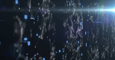 Siyah arkaplan üzerindeki veri işleme ve bağlantı ağlarının resmi. Küresel yapay zeka, bağlantılar, hesaplama ve veri işleme kavramı dijital olarak oluşturuldu.