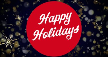 Kırmızı çemberde siyah zemine yağan karla ilgili noel mesajlarının resmi. Noel geleneği, kutlama ve şenlik kavramı dijital olarak oluşturuldu.