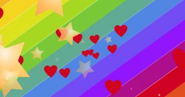 Gökkuşağı renkleri ve yıldızlardan oluşan canlı ve soyut bir arkaplan. LGBTQ + gurur ve ağır çekim ile ilişkili çeşitliliği ve kapsayıcılığı sembolize eder..