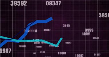 Siyah arkaplanda finansal veri işleme resmi. Küresel finans, iş, bağlantılar, hesaplama ve veri işleme kavramı dijital olarak oluşturuldu.