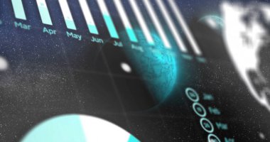 Dünya üzerinde veri işleme görüntüsü. Küresel finans, iş, bağlantılar, bulut hesaplama ve veri işleme kavramı dijital olarak oluşturuldu.