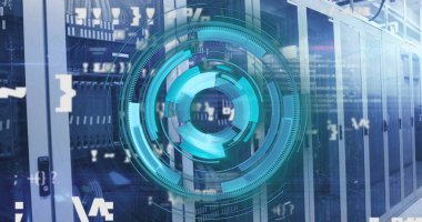 Bilgisayar sunucuları üzerinden veri işleme ve kapsamı resmi. Dijital olarak oluşturulmuş küresel bağlantılar, hesaplama ve veri işleme kavramı.