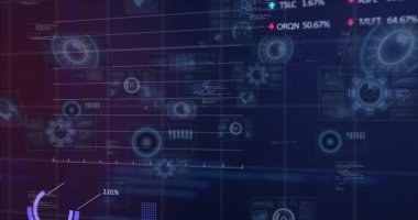 Karanlık arka planda dünya haritasında finansal veri işleme resmi. Küresel finans, iş, bağlantılar, hesaplama ve veri işleme kavramı dijital olarak oluşturuldu.