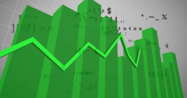 Gri arkaplan üzerinde finansal veri işleme resmi. Küresel finans, iş, bağlantılar, hesaplama ve veri işleme kavramı dijital olarak oluşturuldu.