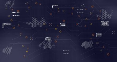 Karanlık arka planda finansal veri işleme resmi. Küresel finans, iş, bağlantılar, hesaplama ve veri işleme kavramı dijital olarak oluşturuldu.
