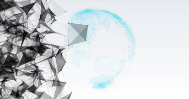 Beyaz arkaplandaki dünya üzerindeki bağlantı ağının resmi. Küresel teknoloji, bağlantılar, hesaplama ve dijital arayüz kavramı dijital olarak oluşturulmuş görüntü.