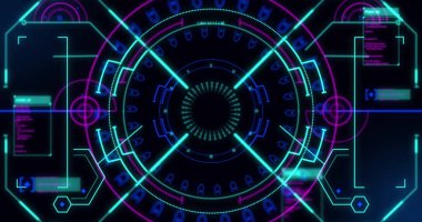 Siyah arkaplanda tarama alanı görüntüsü. Küresel teknoloji, bağlantılar, hesaplama ve dijital arayüz kavramı dijital olarak oluşturulmuş görüntü.