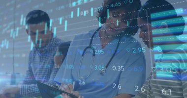 Hastanede çalışan sağlık uzmanlarının tıbbi verileri ve istatistikleri. technology, analysis, research, doctor, hemşireler, medicine