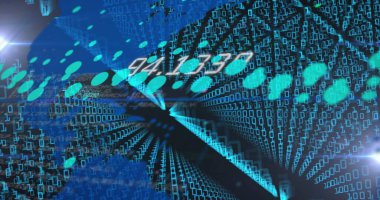 Siyah zemin üzerinde dünya haritası olan veri işleme resmi. Küresel teknoloji, hesaplama, bağlantılar ve dijital arayüz konsepti dijital olarak oluşturuldu.