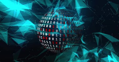 Siyah arkaplandaki bağlantı ağı üzerinden veri işleme yapan bir dünya görüntüsü. Küresel teknoloji, bağlantılar, hesaplama ve dijital arayüz kavramı dijital olarak oluşturulmuş görüntü.