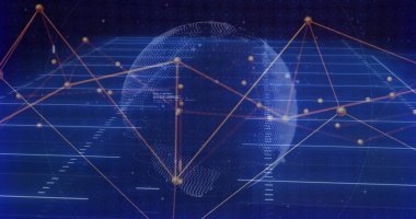 Siyah arkaplanda dünya çapında bağlantı ve veri işleme ağının resmi. Küresel teknoloji, bağlantılar, hesaplama ve dijital arayüz kavramı dijital olarak oluşturulmuş görüntü.