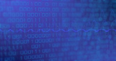 Bağlantılar üzerinden ikili kodlama ve dijital veri işleme resmi. Dijital olarak oluşturulmuş küresel bağlantılar, hesaplama ve veri işleme kavramı.