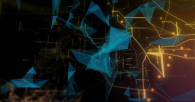 Bağlantı ağları üzerinden veri işleme resmi. Dijital olarak oluşturulmuş küresel bağlantılar, hesaplama ve veri işleme kavramı.