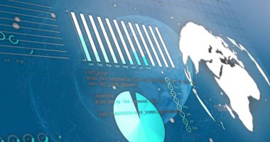 Finansal dijital veri işleme görüntüsü. Küresel finans, iş, bağlantılar, hesaplama ve veri işleme kavramı dijital olarak oluşturuldu.