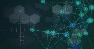 Karanlık arkaplan üzerinde bağlantı ve veri işleme ağının resmi. Küresel finans, iş, bağlantılar, hesaplama ve veri işleme kavramı dijital olarak oluşturuldu.