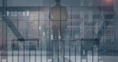 Hastanedeki beyaz kadın doktordan şema görüntüsü. Küresel tıp ve dijital arayüz kavramı dijital olarak oluşturulmuş görüntü.