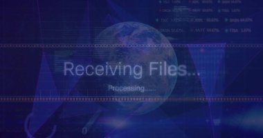 Koyu arkaplanda veri işleme görüntüsü. Küresel finans, iş, bağlantılar, hesaplama ve veri işleme kavramı dijital olarak oluşturuldu.