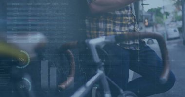 Kafkasyalı bir adamın finansal veri işleme görüntüsü. küresel iş, finans, hesaplama ve veri işleme kavramı dijital olarak oluşturulmuş görüntü.