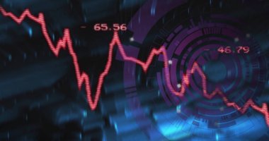 Kapsam taramasında dijital veri işleme resmi. Dijital olarak oluşturulmuş küresel bağlantılar, hesaplama ve veri işleme kavramı.