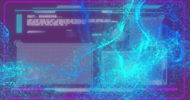 DNA ipliği ve veri işleme görüntüsü. Küresel bilim, bağlantılar, hesaplama ve veri işleme kavramı dijital olarak oluşturulmuş görüntü.