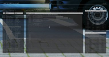 Trafik üzerinde dijital veri işleme resmi. Dijital olarak oluşturulmuş küresel bağlantılar, hesaplama ve veri işleme kavramı.