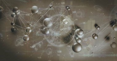 Gri arkaplan üzerinde bağlantı ve veri işleme ağının resmi. Dijital olarak oluşturulmuş küresel bağlantılar, hesaplama ve veri işleme kavramı.