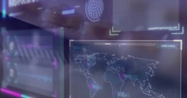 Veri işleme ve hapların üzerindeki dünya haritası. Teknoloji, tıp ve dijital arayüz kavramı dijital olarak oluşturulmuş görüntü.