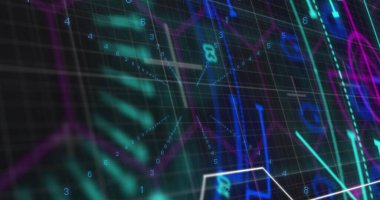 Dijital veri işleme ile tarama alanının görüntüsü. Küresel siber güvenlik, bağlantılar, hesaplama ve veri işleme kavramı dijital olarak oluşturuldu