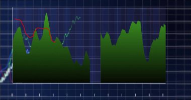 Izgara arkaplan üzerinde istatistik ve veri işleme resmi. Dijital olarak oluşturulmuş küresel bağlantılar, hesaplama ve veri işleme kavramı.