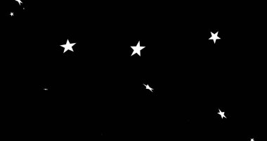 Image of floating stars on black background. Abstraction, shapes and pattern concept digitally generated image. clipart