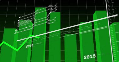 Izgara arkaplan üzerinde istatistik ve veri işleme resmi. Dijital olarak oluşturulmuş küresel bağlantılar, hesaplama ve veri işleme kavramı.