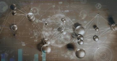 Gri arkaplan üzerinde bağlantı ve veri işleme ağının resmi. Dijital olarak oluşturulmuş küresel bağlantılar, hesaplama ve veri işleme kavramı.