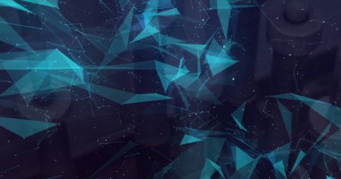 Siyah arkaplanda hareket eden şekillerin görüntüsü. Küresel teknoloji ve dijital arayüz konsepti dijital olarak oluşturuldu.